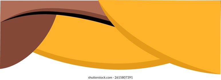 Simple Brown and Yellow Curve. Decorative Element of Header and Corner Border Frame.