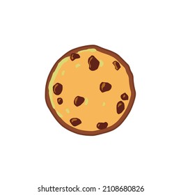Simple browser cookie line icon in color. Symbol of round chocolate cookie. Isolated on neomorphism button. Trendy flat illustration for: logo, app, graphic, design, web, ui, logotype. Vector EPS 10