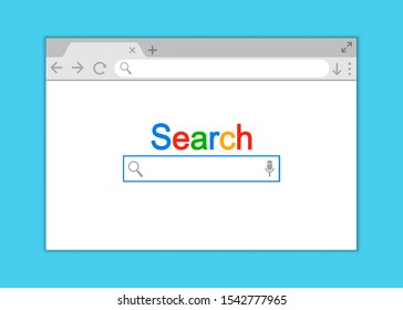 Simple browser window in a flat style, design a simple blank web page, search in internet, template browser window on computer, tablet and mobile phone – for stock