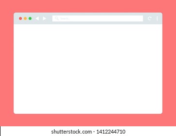 Simple Browser Window, Flat Vector. Web Browser Window White. Internet Browser Template