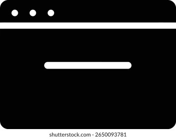 A simple browser window icon for web design and application interfaces.