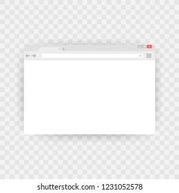 Simple browser window on blue background. Browser search. Vector stock illustration.