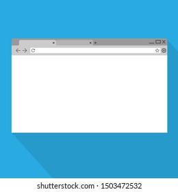 Simple browser window on blue background.Flat vector stock illustration.10 eps.