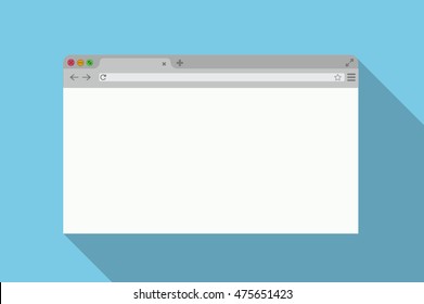 Simple browser window on blue background. Chrome browser. Flat vector stock illustration.