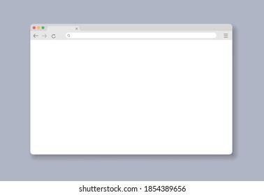 Ventana simple del navegador en el fondo gris. Vector