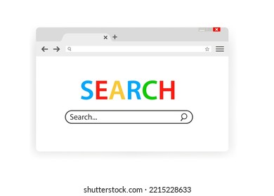 Una ventana simple del navegador, una búsqueda en el navegador, un banner para los sitios de búsqueda de Internet. Ilustración del vector