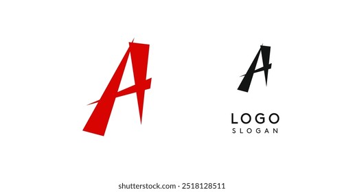 Simple brush pen letter A in Asian typographic style. Logo monogram for food and beverage packaging, Asian cuisine, restaurants, graphic design studios, and branding agencies. Vector illustration.