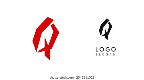 Letra de caneta de pincel simples Q em estilo tipográfico asiático. Monograma de logotipo para embalagens de alimentos e bebidas, culinária asiática, restaurantes, estúdios de design gráfico e agências de marcas. Ilustração vetorial.