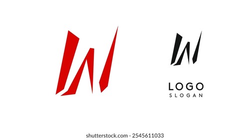 Simple brush pen letter W in Asian typographic style. Logo monogram for food and beverage packaging, Asian cuisine, restaurants, graphic design studios, and branding agencies. Vector illustration.