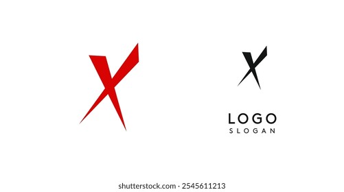 Simple brush pen letter X in Asian typographic style. Logo monogram for food and beverage packaging, Asian cuisine, restaurants, graphic design studios, and branding agencies. Vector illustration.