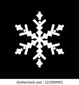Simple brush stroke snowflake lace for your design. Single grunge isolated christmas artistic template. EPS10 vector.