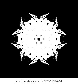 Simple brush stroke snowflake lace for your design. Single grunge isolated christmas artistic template. EPS10 vector.
