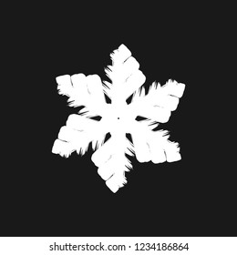 Simple brush stroke snowflake lace for your design. Single grunge isolated christmas artistic template. EPS10 vector.