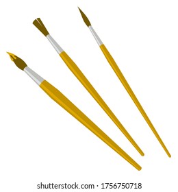 Sencillo pinceles los iconos en blanco. Artículos de arte o de escuela.