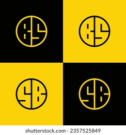 Einfaches BS- und SB-Letter-Circle-Logo-Set, geeignet für den Geschäftsbetrieb mit BS oder SB-Initial.