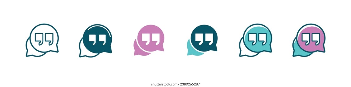simple bubble chat talk communication dialogue quotes icon vector business online speech social discussion set symbol illustration