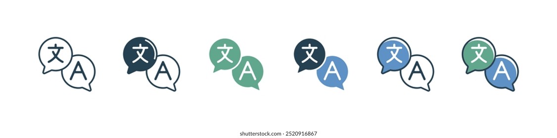 simple bubble language translate icon set online communication dictionary translation vector illustration for web and app