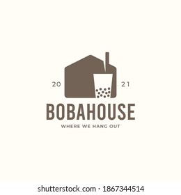 Simple Bubble Tea House Logo Design