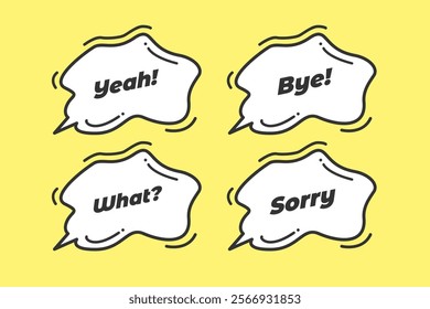 simple bubble text vector, short word cartoon bubble text