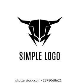 Simple buffalo or bull head logo. On a white background