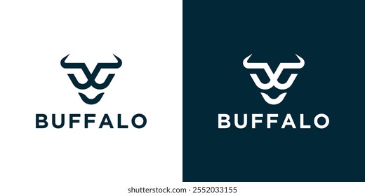 Logotipo simples da cabeça do búfalo, o logotipo B inicial para o búfalo