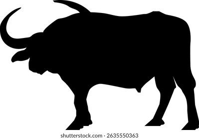 
Silhueta simples de búfalo ilustração material vetor
