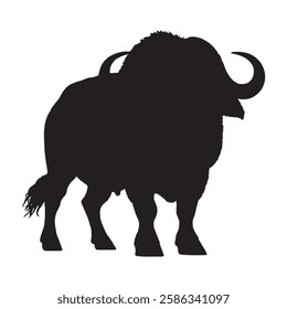 Simple Buffalo Silhouette with Smooth and Clean Outline - Buffalo Vector - Buffalo Illustration
