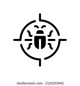 Simple bug icon, computer virus or malware. Black icon on white background