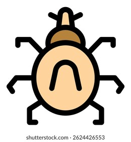 Simple bug icon representing a malware infecting a computer system, symbolizing a cyber security threat