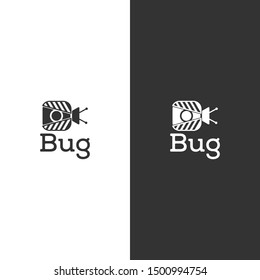 simple bug video camera vector logo