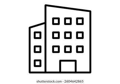 Simple building, apartment building illustration icon