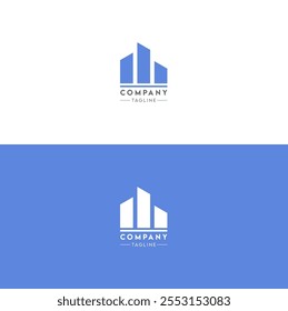 simple building blue logo design
