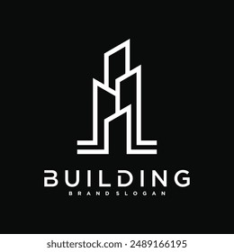 Construcción simple y diseño del logotipo de la construcción. Construcción, apartamento y símbolos arquitectónicos. Vector Premium