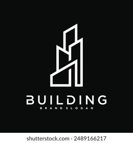 Einfaches Gebäude- und Konstruktions-Logo-Design. Bau-, Wohnungs- und Architektensymbole. Premium Vektorgrafik