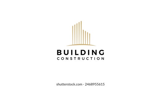 Simple building design and construction logo. The symbol for construction, apartment, and architect. premium logo design vector.