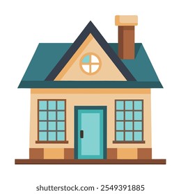 Simple Building Flat Style Illustration white background