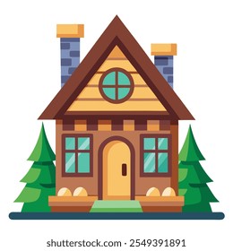 Simple Building Flat Style Illustration white background
