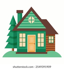 Simple Building Flat Style Illustration white background
