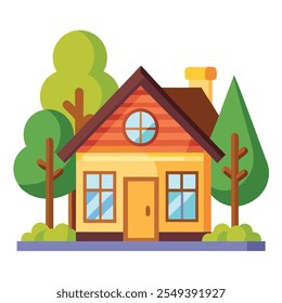 Simple Building Flat Style Illustration white background