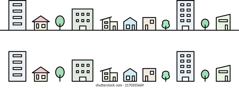 Simple building and housing icon set (cityscape)