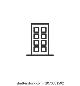einfaches Gebäudesymbol auf weißem Hintergrund