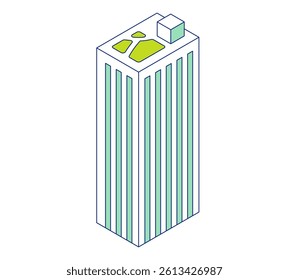 Simple building isometric illustration. High-rise apartment building icons.