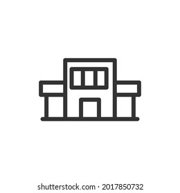 Simple building line icon. Premium symbol in stroke style. Design of building icon. Vector illustration.
