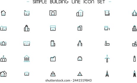 Conjunto de iconos de línea de construcción simple (azul)