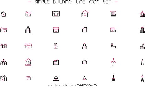 Conjunto de iconos de línea de construcción simple (rojo)