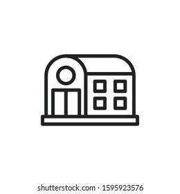 Simple building line icon. Stroke pictogram. Vector illustration isolated on a white background. Premium quality symbol. Vector sign for mobile app and web sites.