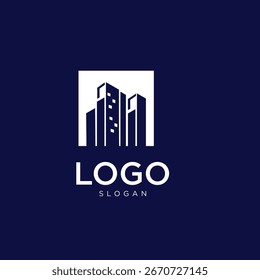 Vector de diseño de logotipo de construcción de línea simple 