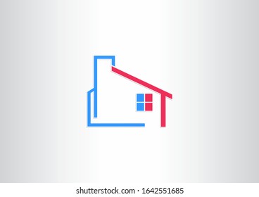 Simple Building logo design illustration with color concept