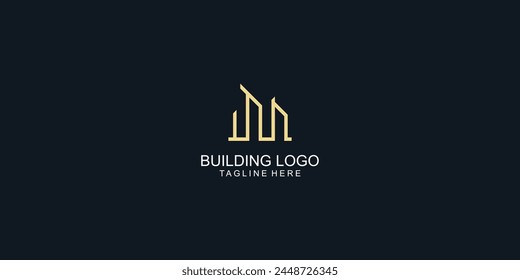 Simple building logo design with modern concept| premium vector