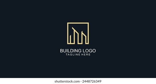 Simple building logo design with modern concept| premium vector